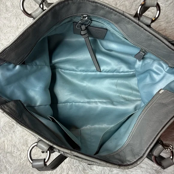 Coach Gray Leather Perforated C Tote